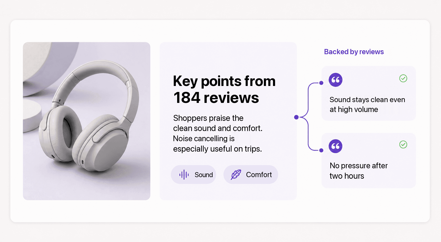 Summary of headphone reviews with supporting quotes
